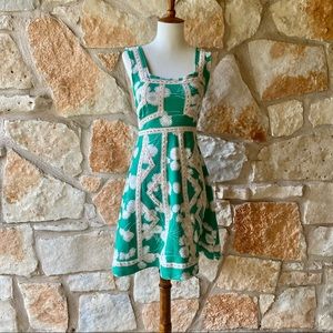 Anthropologie Maeve Green and Ivory Sundress